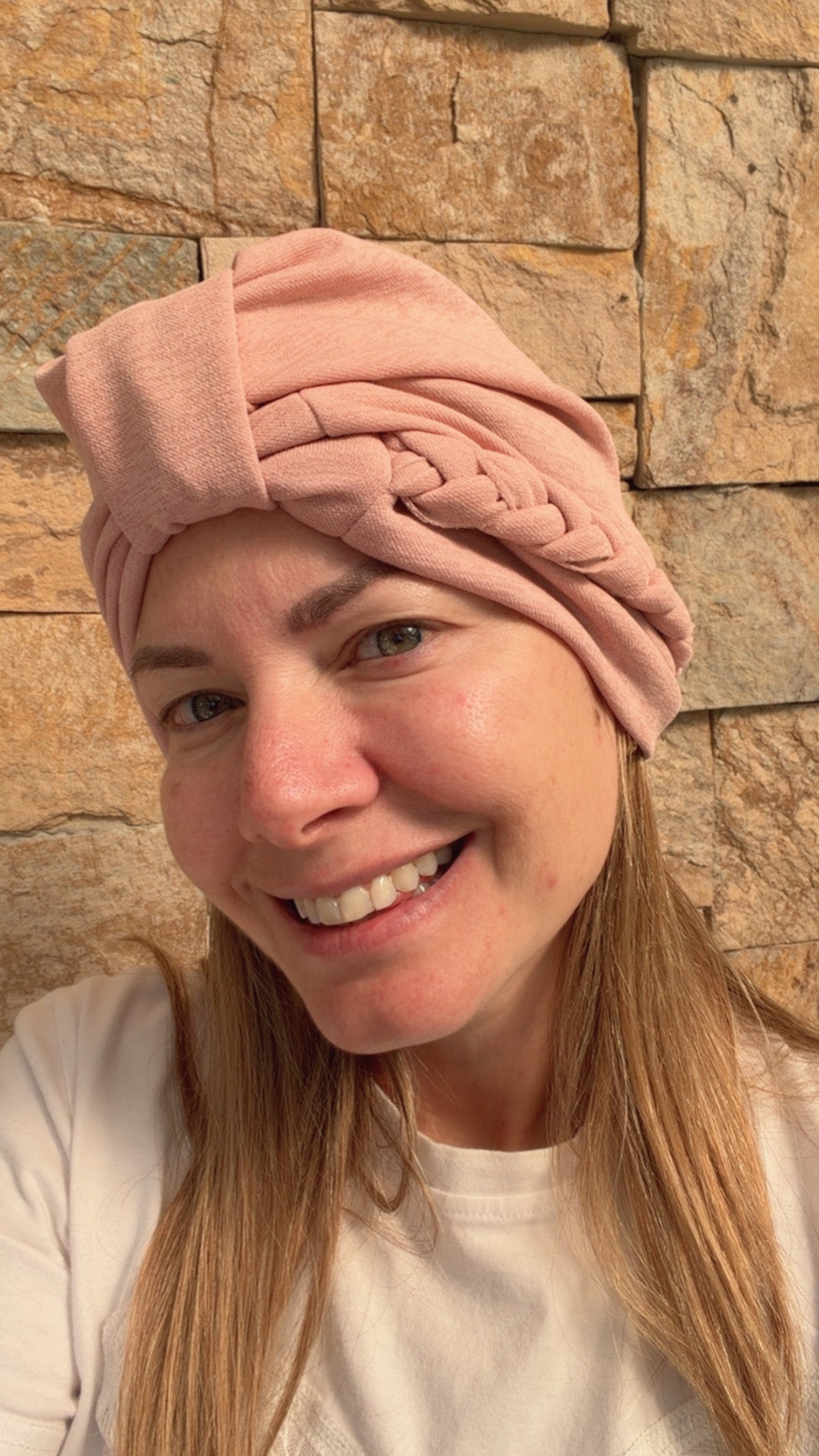 Turbante Trenza a un lado Rosado