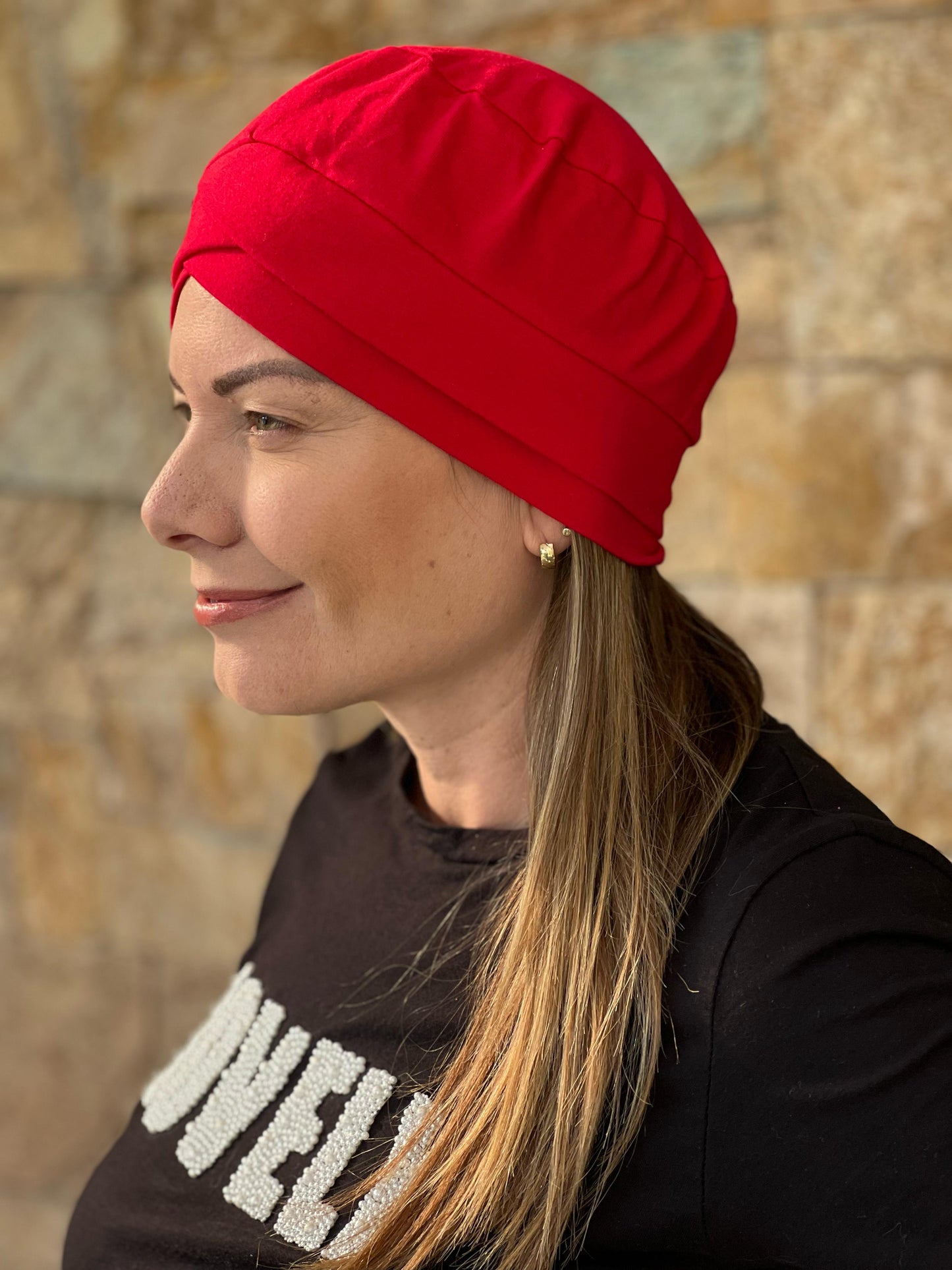 Turbante Entrelazado de Algodón Rojo