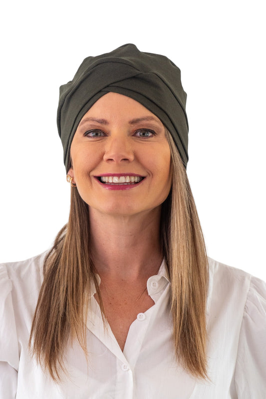Turbante entrelazado verde militar