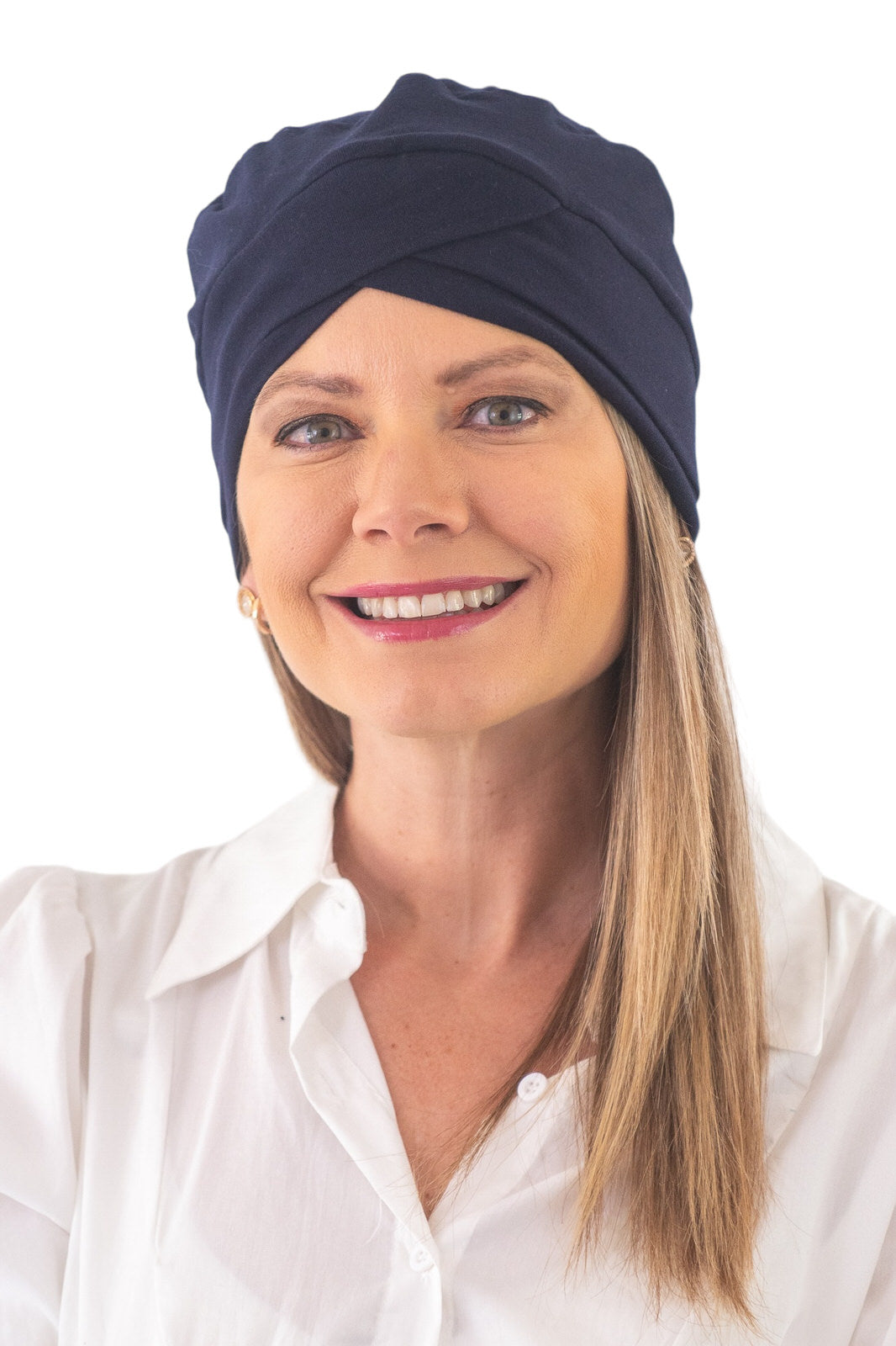 Turbante entrelazado azul marino