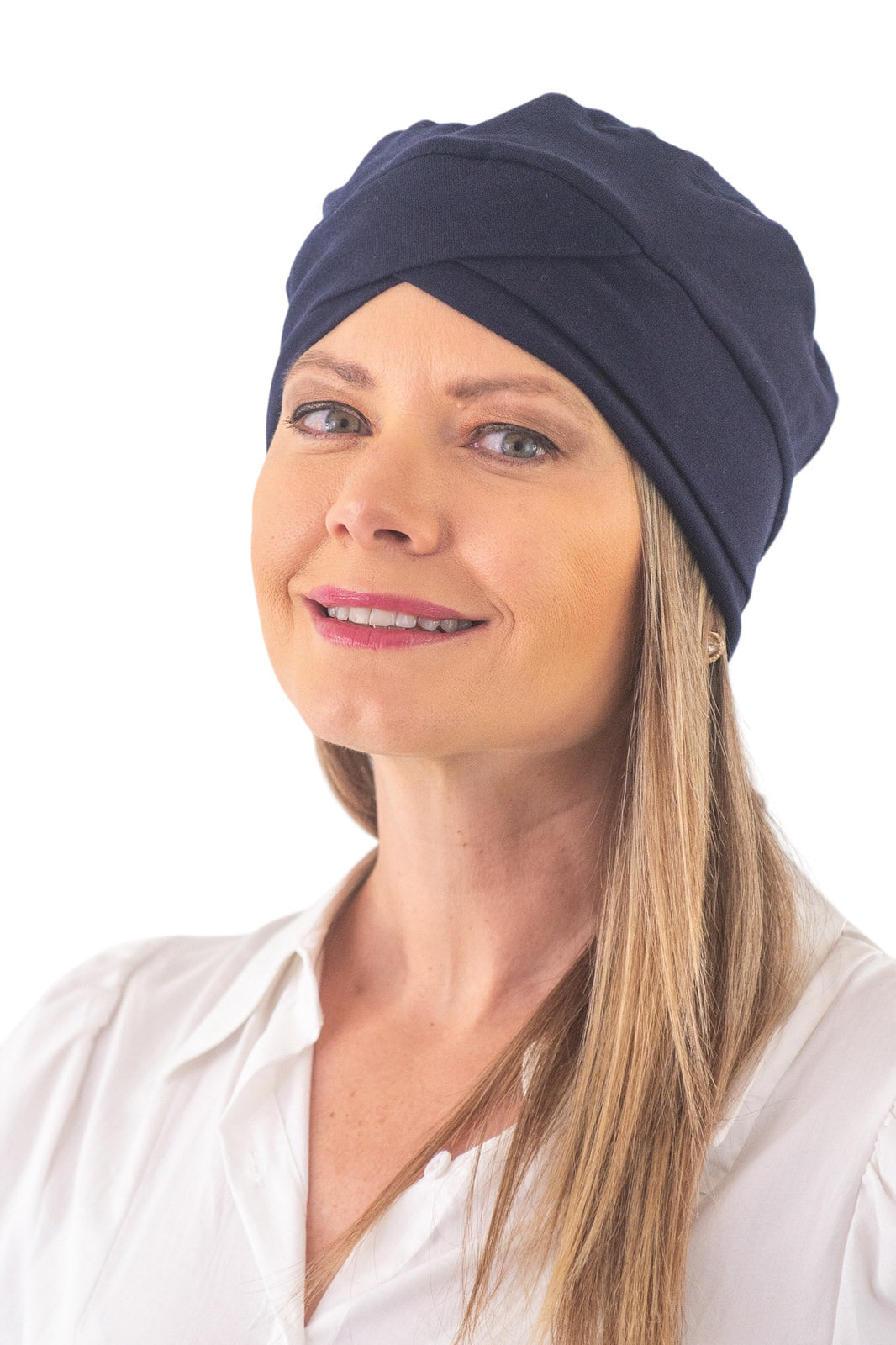 Turbante entrelazado azul marino