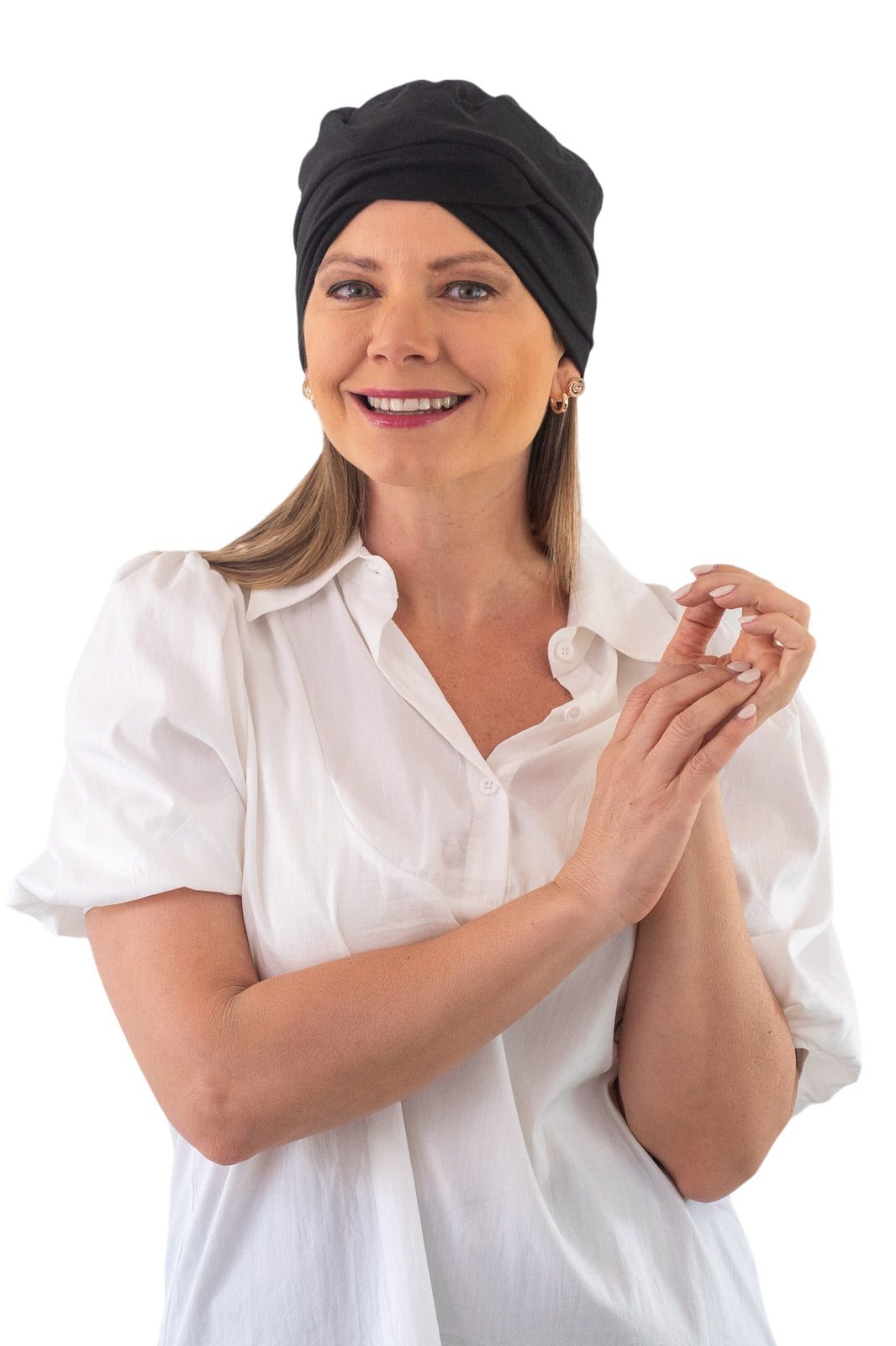 Turbante Entrelazado de Algodón Negro