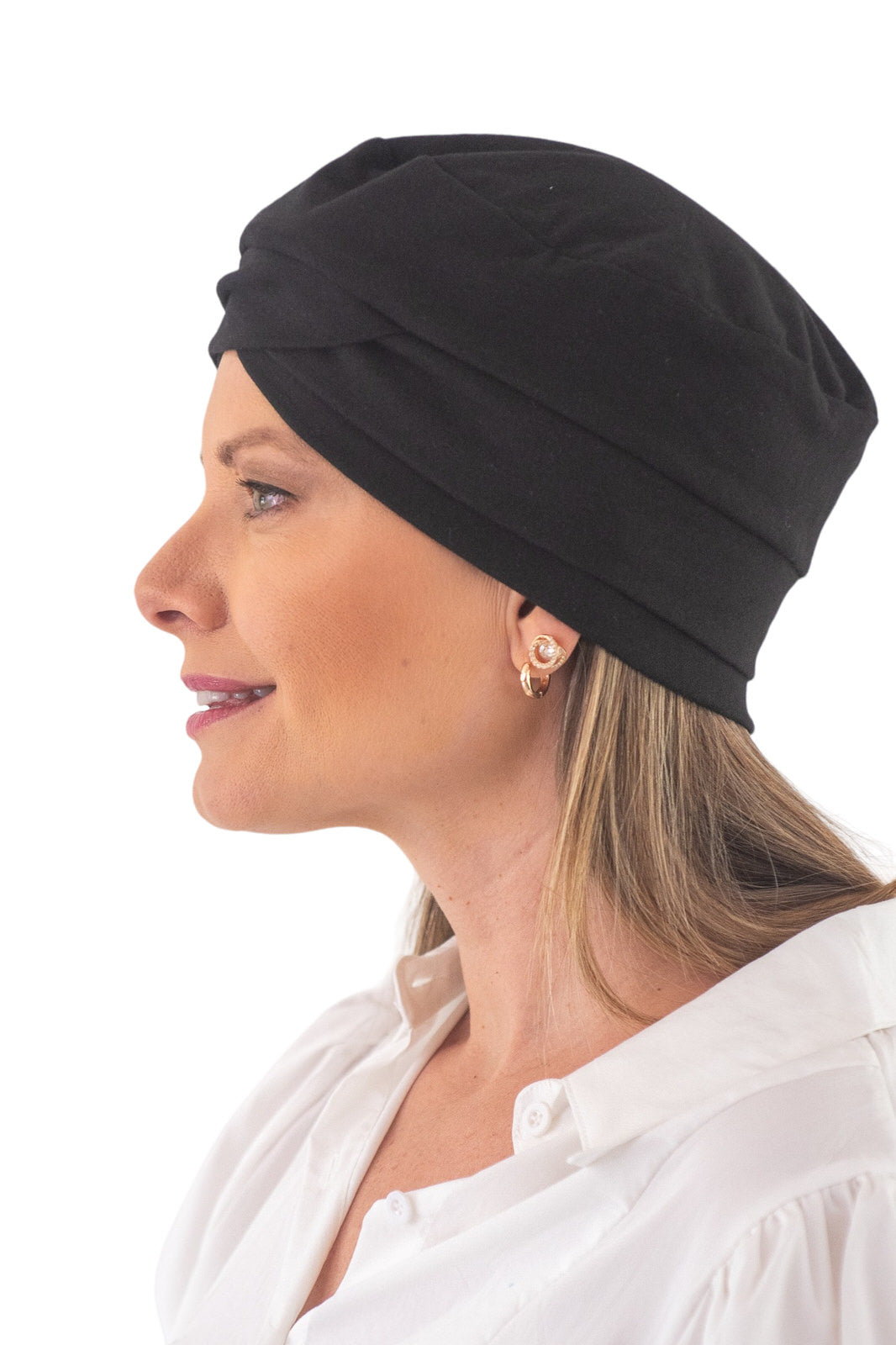 Turbante Entrelazado de Algodón Negro