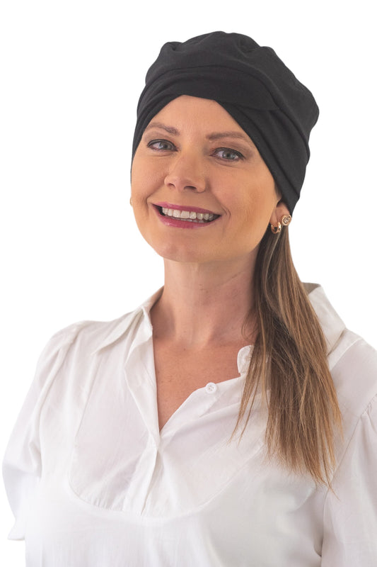 Turbante Entrelazado de Algodón Negro