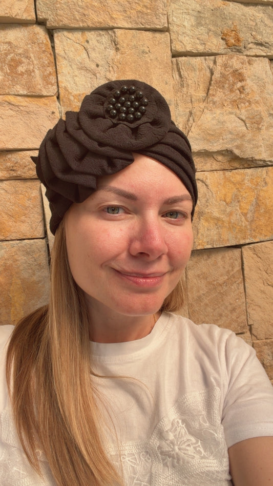 Turbante Flor Grande Negro