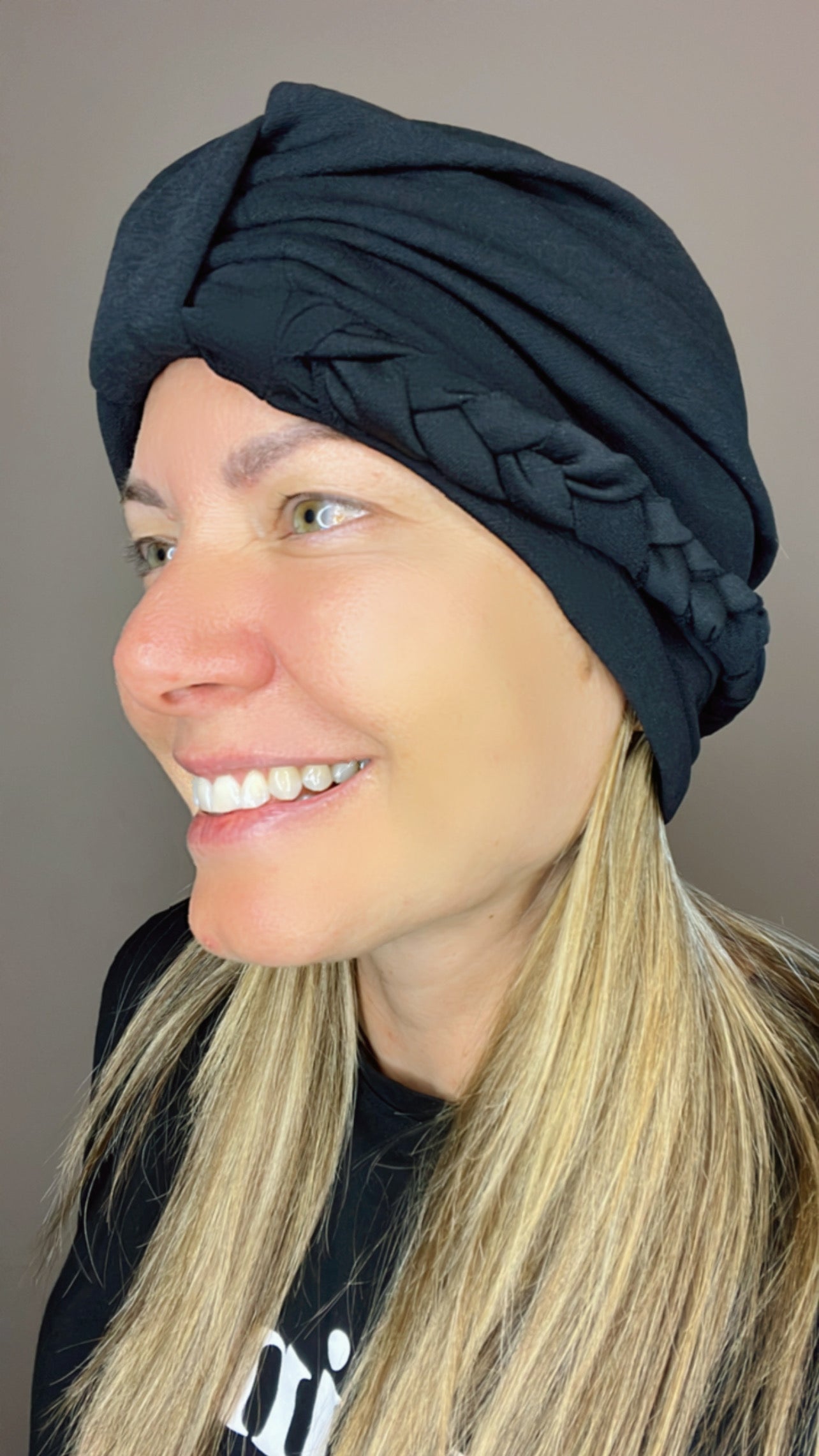 Turbante Trenza a un lado Negro