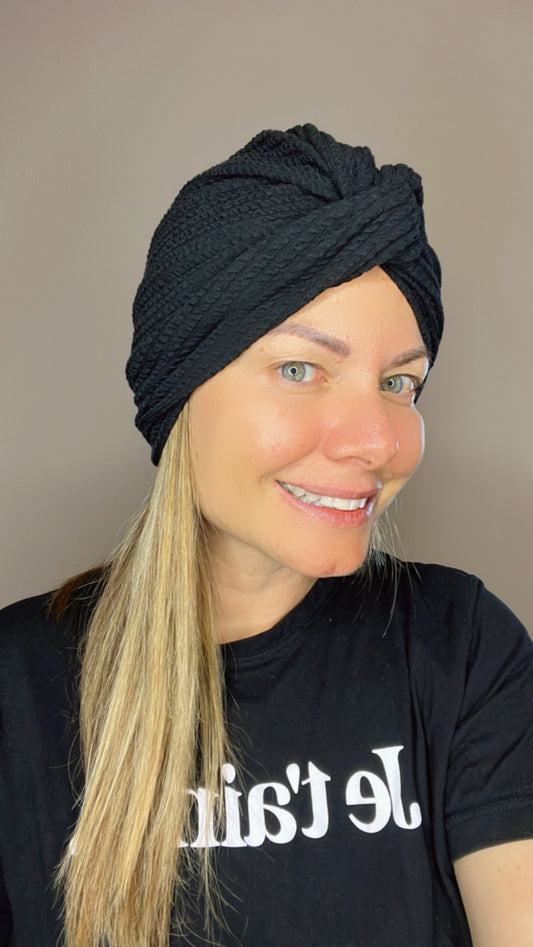 Turbante Nudo Tela Gruesa Negro