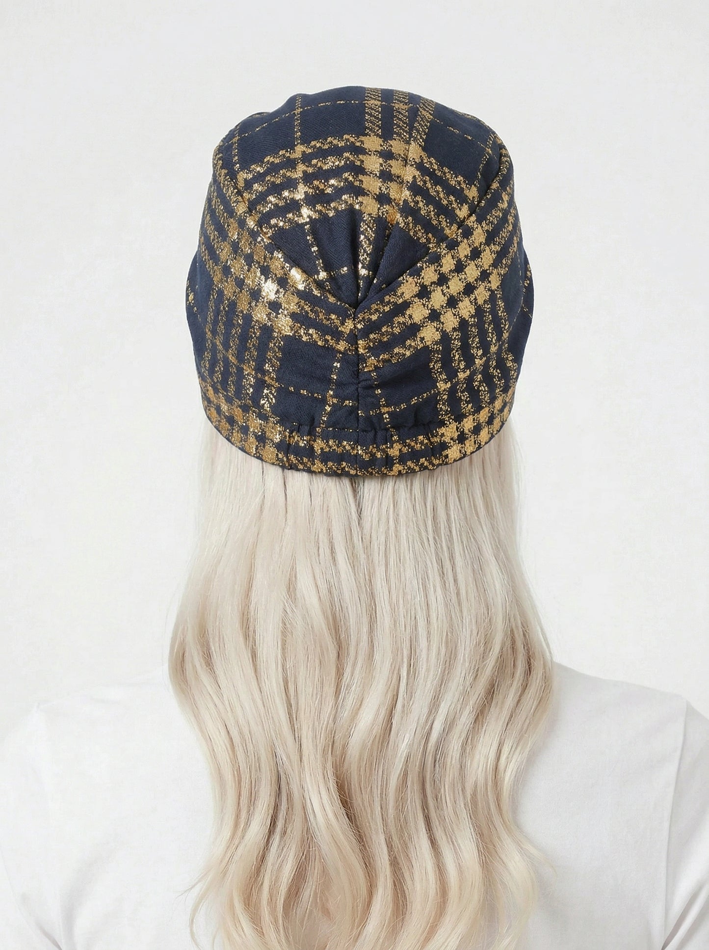 Turbante azul con dorado