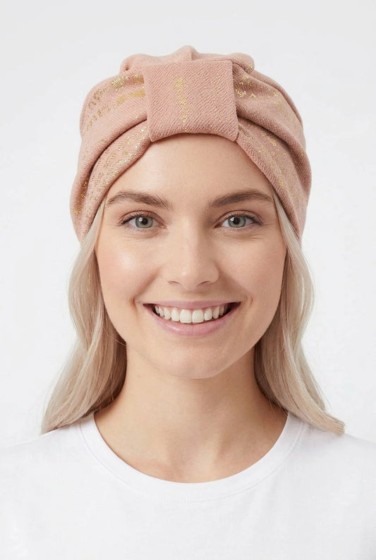 Turbante nude con dorado color rosa