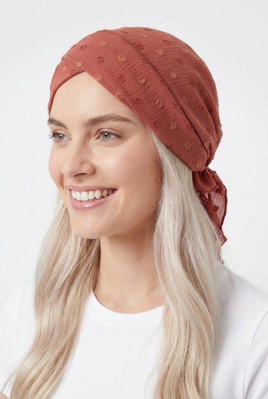 Turbante Entrelazado Tiras Cortas Naranja