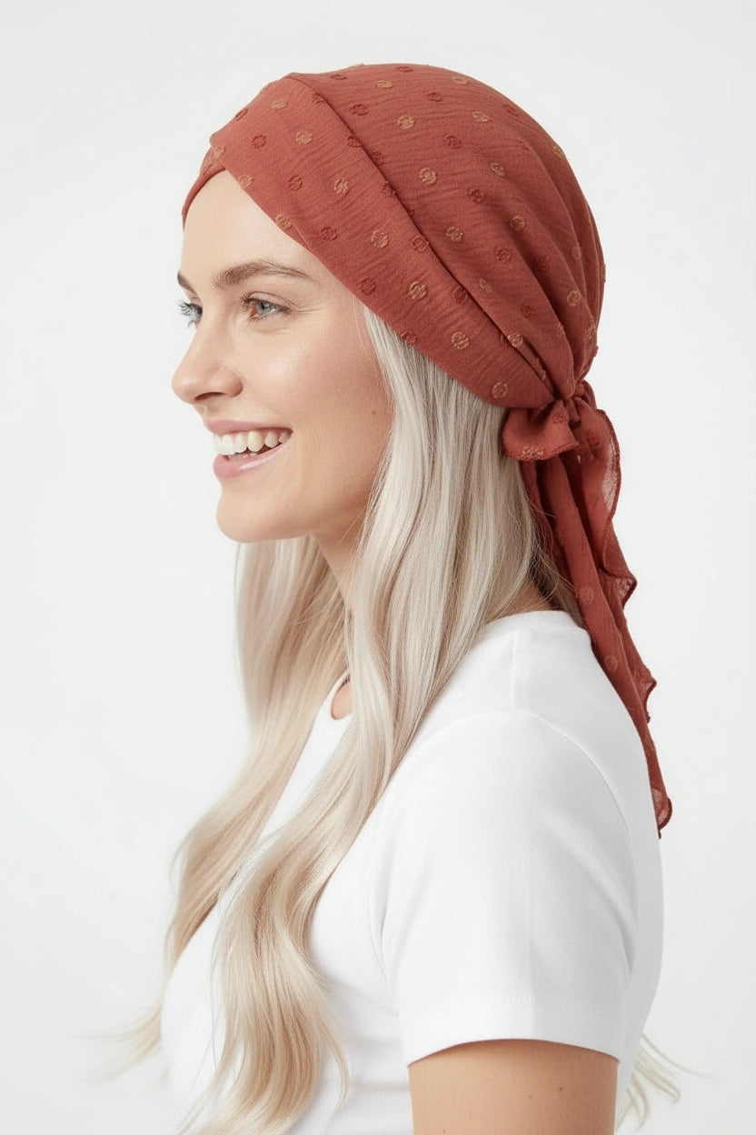Turbante Entrelazado Tiras Cortas Naranja