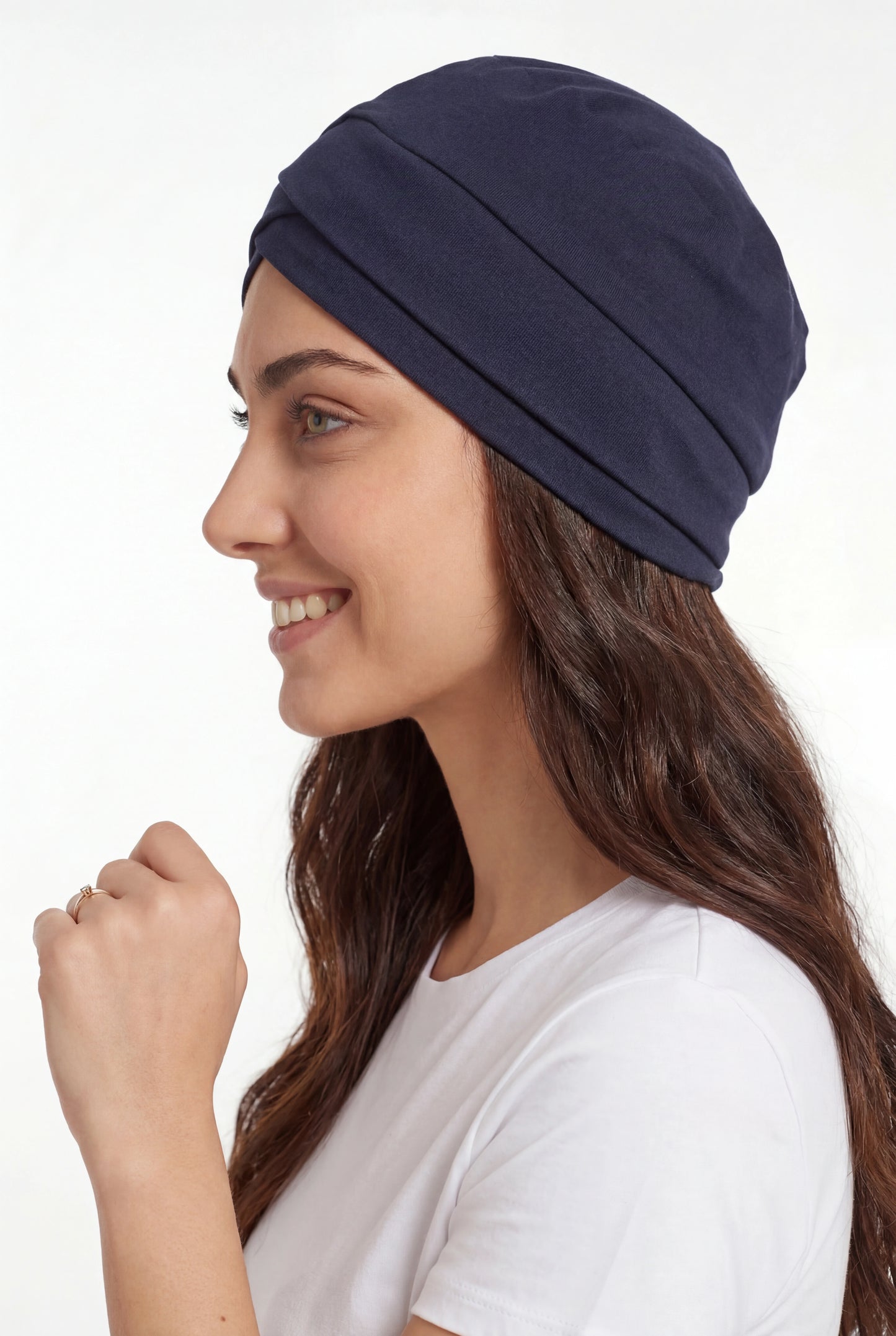 Turbante entrelazado azul marino