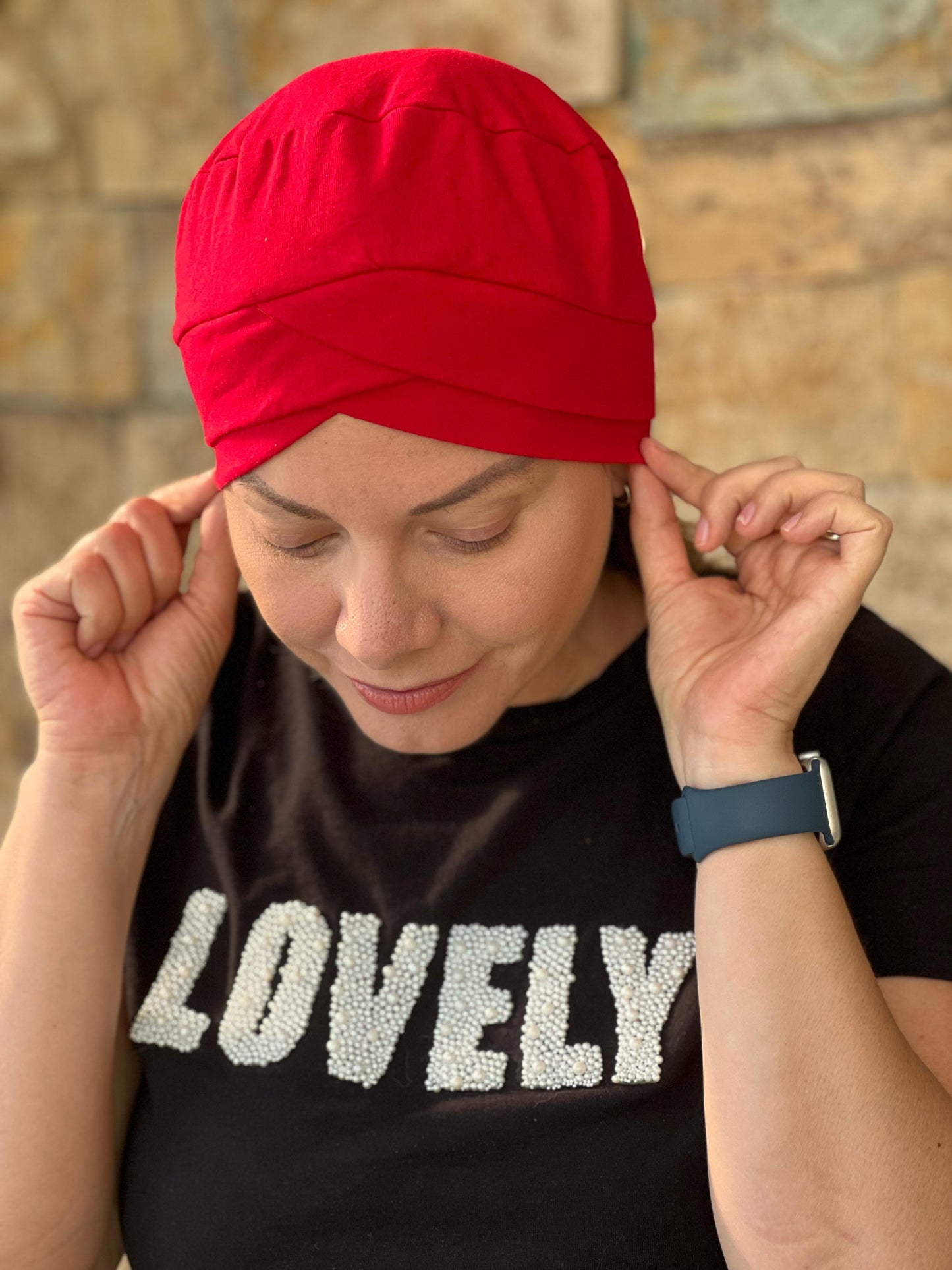 Turbante Entrelazado de Algodón Rojo