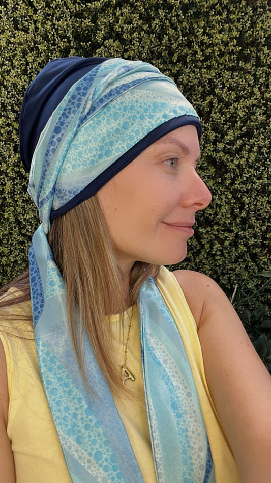 Turbante Tiras Largas Azul